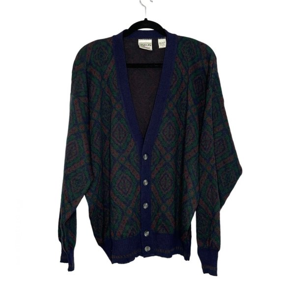 Giorgio di Firenze Vinatge  Sweater Multicolor Diamond Long Sleeve - Picture 1 of 7
